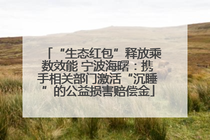 “生态红包”释放乘数效能 宁波海曙：携手相关部门激活“沉睡”的公益损害赔偿金