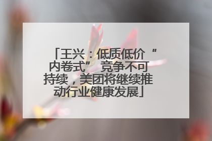 王兴：低质低价“内卷式” 竞争不可持续，美团将继续推动行业健康发展
