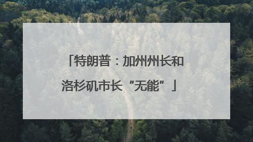 特朗普：加州州长和洛杉矶市长“无能”
