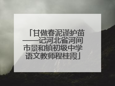 甘做春泥谨护苗——记河北省河间市景和镇初级中学语文教师程桂霞