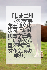 甘肃兰州：永登树屏龙王池文化乐园“新时代国学盛典”启动仪式暨系列活动发布会成功举办