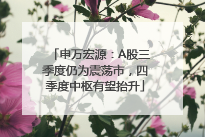 申万宏源：A股三季度仍为震荡市，四季度中枢有望抬升