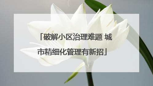 破解小区治理难题 城市精细化管理有新招