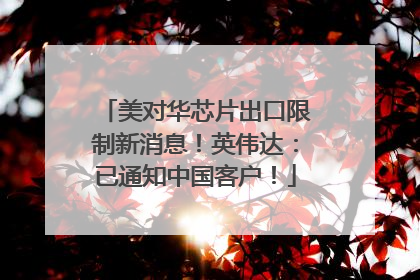 美对华芯片出口限制新消息！英伟达：已通知中国客户！