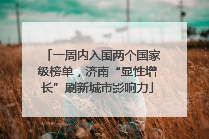一周内入围两个国家级榜单，济南“显性增长”刷新城市影响力