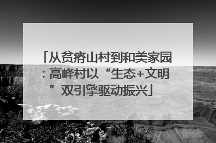 从贫瘠山村到和美家园：高峰村以“生态+文明”双引擎驱动振兴