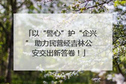 以“警心”护“企兴” 助力民营经吉林公安交出新答卷！