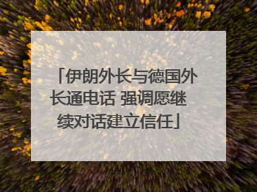 伊朗外长与德国外长通电话 强调愿继续对话建立信任