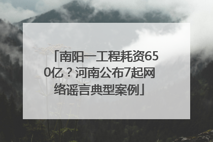 南阳一工程耗资650亿？河南公布7起网络谣言典型案例