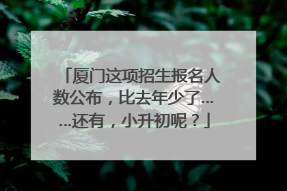 厦门这项招生报名人数公布，比去年少了……还有，小升初呢？