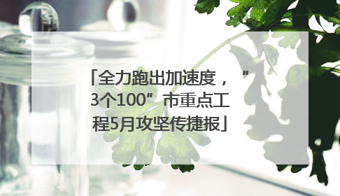 全力跑出加速度，“3个100”市重点工程5月攻坚传捷报