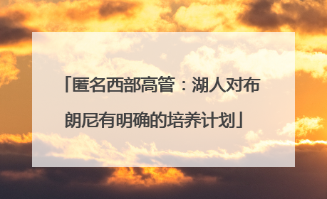 匿名西部高管：湖人对布朗尼有明确的培养计划