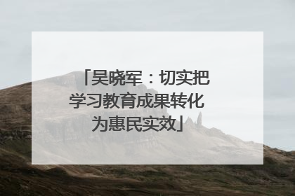 吴晓军：切实把学习教育成果转化为惠民实效