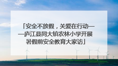 安全不放假，关爱在行动——庐江县同大镇农林小学开展暑假前安全教育大家访