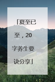 夏至已至，20字养生要诀分享
