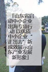 山东省启动中小企业出海专项行动 以优质中小企业“走出去”新成效展示山东产业发展新形象