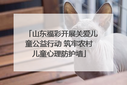山东福彩开展关爱儿童公益行动 筑牢农村儿童心理防护墙