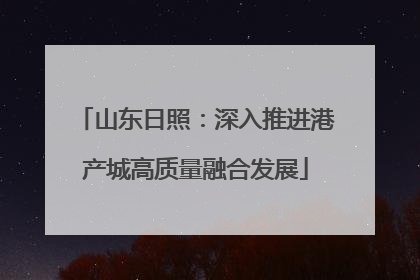 山东日照：深入推进港产城高质量融合发展