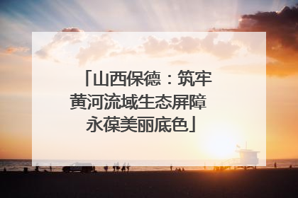 山西保德：筑牢黄河流域生态屏障 永葆美丽底色