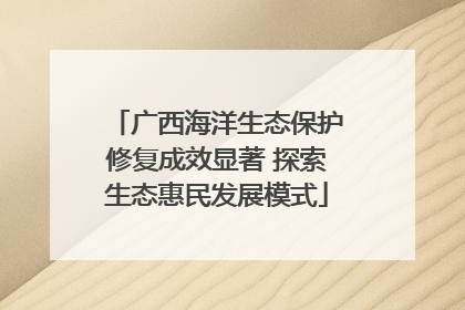 广西海洋生态保护修复成效显著 探索生态惠民发展模式