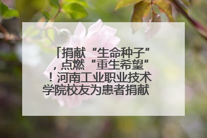 捐献“生命种子”，点燃“重生希望”！河南工业职业技术学院校友为患者捐献造血干细胞