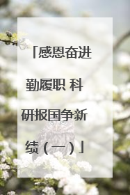 感恩奋进勤履职 科研报国争新绩（一）