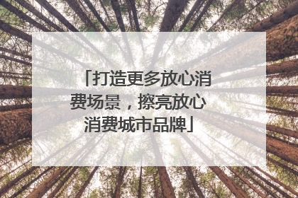 打造更多放心消费场景，擦亮放心消费城市品牌