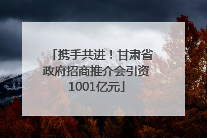 携手共进！甘肃省政府招商推介会引资1001亿元
