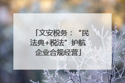 文安税务：“民法典+税法”护航企业合规经营