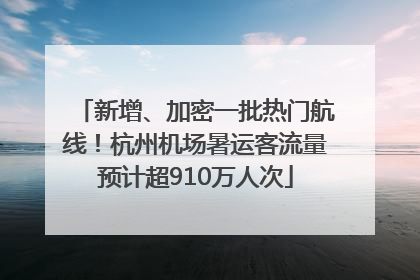 新增、加密一批热门航线！杭州机场暑运客流量预计超910万人次