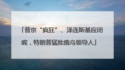 普京“疯狂”、泽连斯基应闭嘴，特朗普猛批俄乌领导人