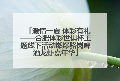 激情一夏 体彩有礼——合肥体彩世俱杯主题线下活动燃爆骆岗啤酒龙虾嘉年华