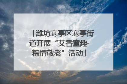 潍坊寒亭区寒亭街道开展“艾香童趣·粽情敬老”活动
