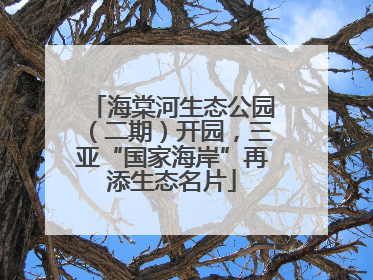 海棠河生态公园（二期）开园，三亚“国家海岸”再添生态名片