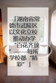 湖南省常德市武陵区以文化立校 推动办学“百花齐放”——每所学校都“精彩”