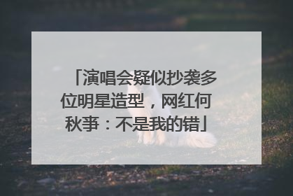 演唱会疑似抄袭多位明星造型，网红何秋亊：不是我的错