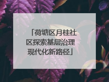 荷塘区月桂社区探索基层治理现代化新路径