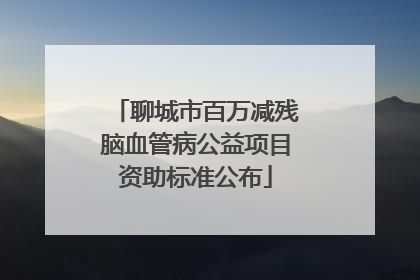 聊城市百万减残脑血管病公益项目资助标准公布
