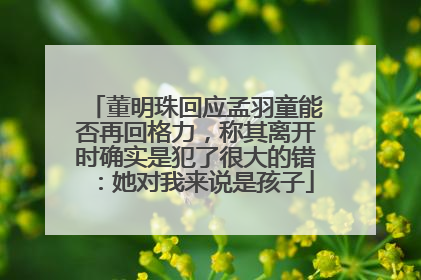 董明珠回应孟羽童能否再回格力，称其离开时确实是犯了很大的错：她对我来说是孩子