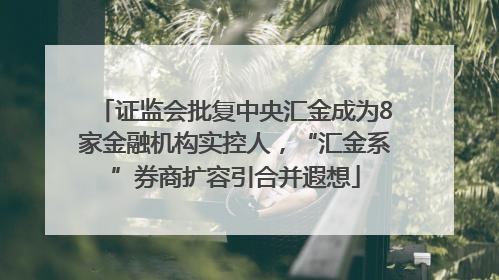 证监会批复中央汇金成为8家金融机构实控人，“汇金系”券商扩容引合并遐想