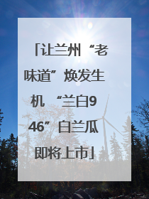 让兰州“老味道”焕发生机 “兰白946”白兰瓜即将上市