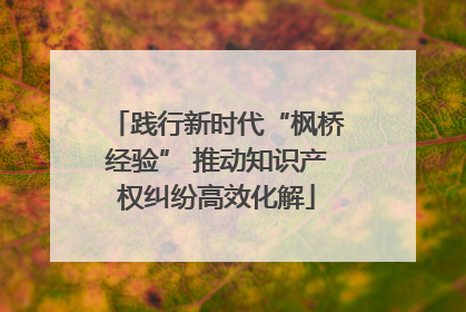 践行新时代“枫桥经验” 推动知识产权纠纷高效化解