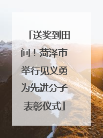 送奖到田间！菏泽市举行见义勇为先进分子表彰仪式