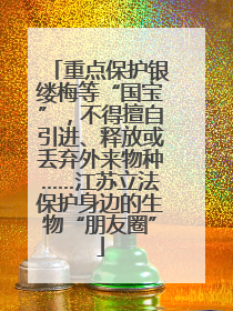 重点保护银缕梅等“国宝”，不得擅自引进、释放或丢弃外来物种……江苏立法保护身边的生物“朋友圈”