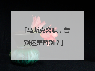 马斯克离职，告别还是暂别？
