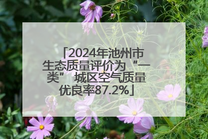 2024年池州市生态质量评价为“一类” 城区空气质量优良率87.2%