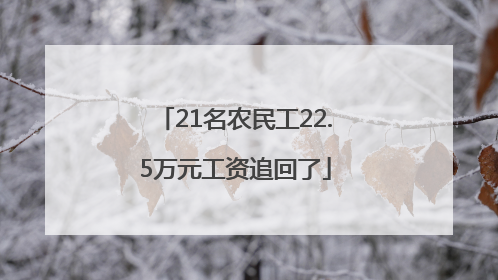21名农民工22.5万元工资追回了